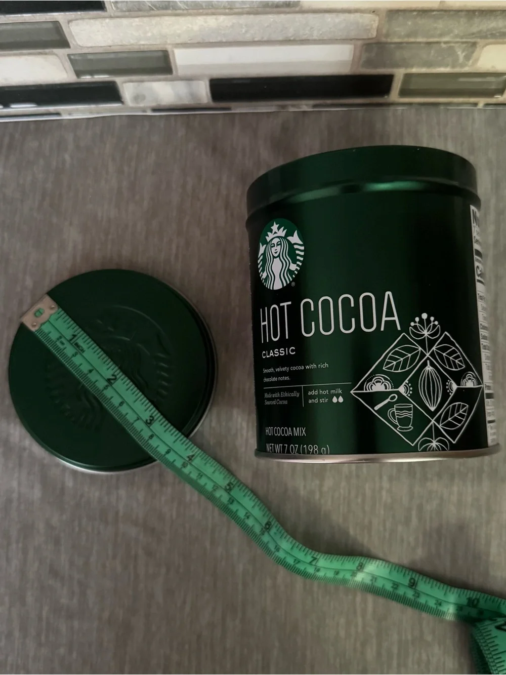 Rare Starbucks Metallic Green Hot Cocoa Storage Tin Canister (Empty)